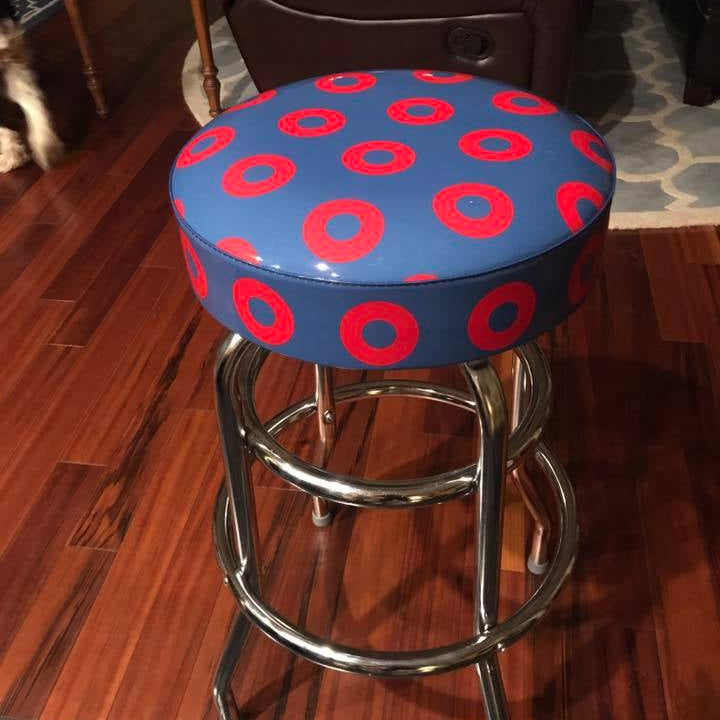 Donut Bar Stool Blue with Red Donuts Richardson Seating